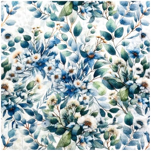 Musselin Flower Double Gauze Digital Print ab 0,5m x 1,38m Baumwollstoff Meterware, Motiv:Blumen 6