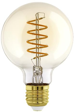 EGLO E27 Lampe dimmbar, Spiral LED Glühbirne Globe, Vintage Leuchtmittel für Retro Beleuchtung, 8 Watt (entspricht 60 Watt), 806 Lumen, warmweiß, 2700 K, Edison Birne G95, Ø 9,5 cm