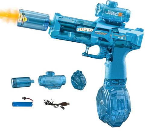 Wasserpistole Elektrisch, Elektrische Wasserpistole mit Blitzeffekten wasserdichte Spritzpistole Spielzeug Wasserpistole Sommer Wasserspielzeug Für Pool, Strand, Garten,Electric Water Gun (Blau)
