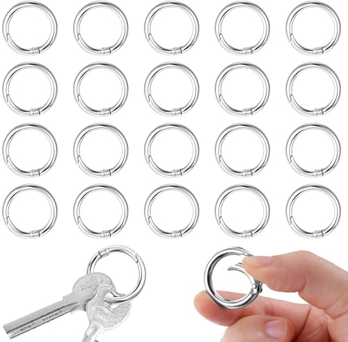 20 Stück O-Ring Round Carabiner, 28mm Feder O Ringe, Schlüsselanhänger Ringe Edelstahl, Federspaltringe, Schlüsselring Klein für Bastelarbeiten, Frühling O-Ring für Taschen, Handtaschengurte