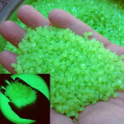 1000–3000 Stück leuchtender Sand, im Dunkeln leuchtende Kieselsteine, für Haus, Garten, Hof, Außenweg, Rasendekoration, Aquarium, Aquarium-Dekoration, 3000 Stück, grün