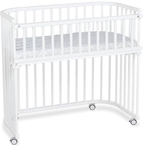 babybay Boxspring XXL Beistellbett, weiß lackiert, mit Matratze, Gitter und Rollen