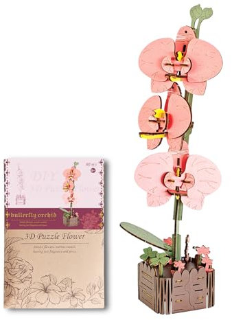 Geburtstagsgeschenke für Mutter/Frauen/Freundin: 3D Holzblumen Puzzles Bastelset für Erwachsene Geschenke Weihnachten/Muttertag/Jahrestag Künstliches Handgefertigtes Basteln Schmetterling Orchid