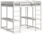 Eleganz Letto a soppalco con scrivania e scala, in legno di pino, 140 x 200 cm, salvaspazio, ideale per piccoli spazi, bianco e durevole