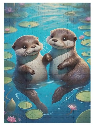 Puzzle Otter Puzzles, 300-teiliges Holzpuzzle, Geeignet Für Erwachsene Und Kinder Ab 12 Jahren, Tolles Geschenk 42×30cm