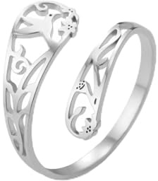 LIKGREAT Kolibri Ringe Verstellbarer Edelstahl Vogel-und-Blume-Ring Symbol für Liebe und Glück Tierischer Schmuck für Damen