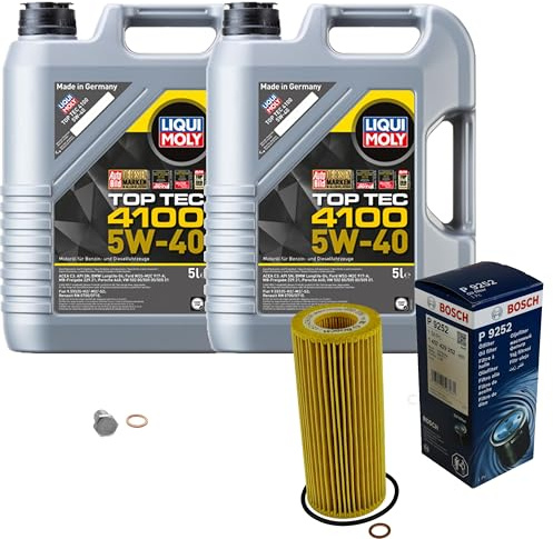 EISENFELS Inspektionspaket enthält 10 Liter Motoröl Top Tec 4100 5W-40 Ölfilter Verschlussschraube kompatibel mit 3er Cabriolet E93 330d 325d E46 330 Cd E91 335d 330xd 6er E64 635d X5 E70 3.0d