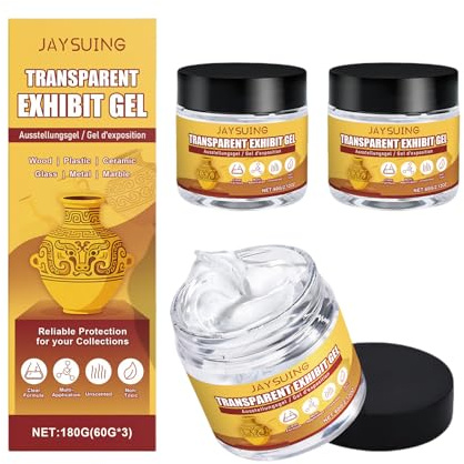 Museum Gel 180g, Entfernbarer Klarer Museumsgel Abnehmbar Klebeknete | Clear Museum Putty Ablösbar - Wiederverwendbar Wachs für Sichern Antiquitäten, Glas, Keramik, Kunsthandwerk