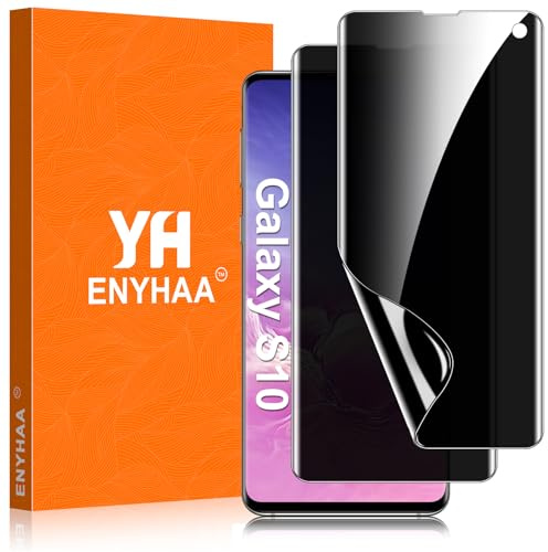 ENYHAA Privacy TPU Displayschutzfolie für Samsung Galaxy S10, mit Selbstheilungseffekt, unterstützt Fingerabdruck und Gesichtserkennung, kompatibel mit Hüllen [2 Stück]