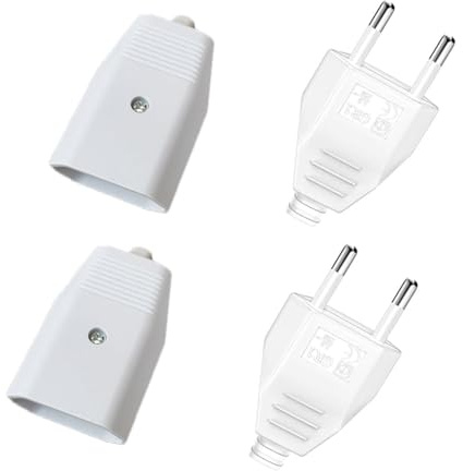 SIGANDG Clavija Enchufe Macho Hembra,250V 2.5A,Schuko Acoplamiento Euro,Enchufe para Cable,4 Piezas