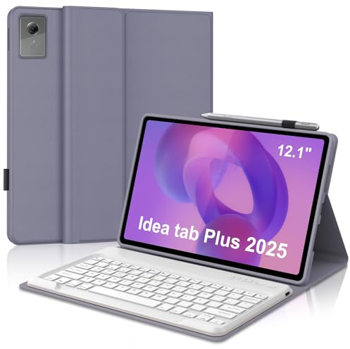 FOGARI Tastiera per Lenovo Idea Tab Plus 12.1 2025, Custodia con Spagnolo Ñ Tastiera Bluetooth Magnetica Rimovibile per Tablet Lenovo Idea Tab Plus 12.1, Viola