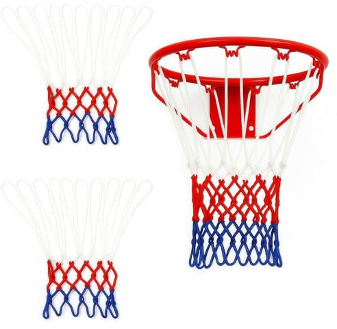 2 PCS Basketballnetz, Basketball Profi Ersatz Netz, Profi Basketballkorb Netz Ersatz mit 12 Schlaufen, Bas ketball Netz Wetterfest, Langlebiges Basketball N etz für Outdoor & Indoor Körbe