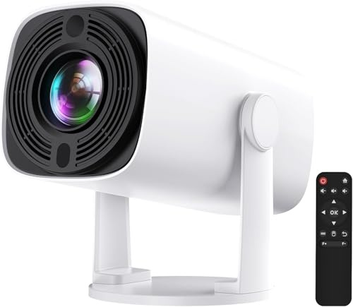 4K Mini Projector with WiFi 6 and Bluetooth 5.2 - Auto Keystone Smart Device Compatible for Laptop, PC, Tablet, and Phone in Bedroom, Home, and Outdoor