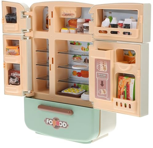 HOODANCOS Set Mini Frigorifero Giocattolo in Plastica Mini Alimenti Gioco di Finzione Sicuro e Decorazioni