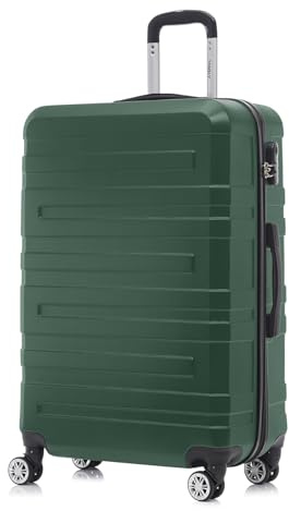 YONSLY Reisekoffer Trolley, Rollkoffer Handgepäck Set, Travel Koffer Suitcase mit 4 Rollen 360°, Zahlenschloss, Weicher Gummigriff, Hartschalenreisekoffer (XL, Dunkelgrün)