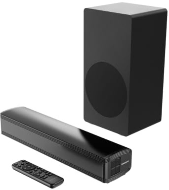 Oakcastle Barre de Son TV 2.1, Soundbar, Caisson de Basses 90W SB40 Xtra | HDMI Arc AUX Optique USB | Télécommande Kit Mural PC Téléviseur