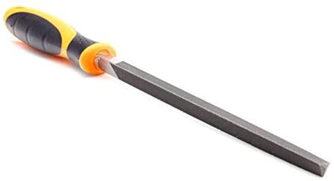 FINDER Bastard Cut Mill - Lima triangular de 8 pulgadas con acero endurecido de alto carbono, agarre ergonómico, mango cómodo, lima de mano para limar o recortar agujeros, ideal para madera, metal,