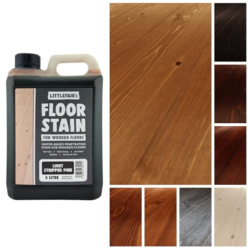 Littlefair's Wood Floor Stain Water Based - 20 LTR - Indoor Floor Wood Dye - Light & Dark Finishes - Non Toxic & Eco Friendly Formula - Colour: Light Stripped Pine