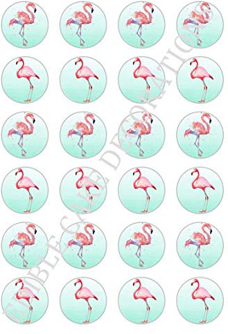 24 x Pink Flamingo Celebration Essbare Papier Cupcake Topper Kuchen Dekorationen Geburtstag