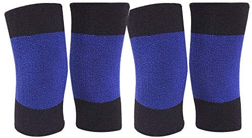 MilyaDE 2 Paare Anti-Rutsch Kniewärmer Knieschoner Knieschützer für Fußball Tanzen Yoga Sport (Blau+Schwarz)