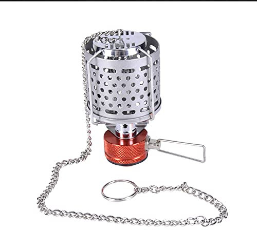 Tentock Leichte Gaslaterne im Freien Tragbare Aluminium Gaslaterne Camping mit Adapter und Hängenden Kette für Wandern Picknick(typ 2)
