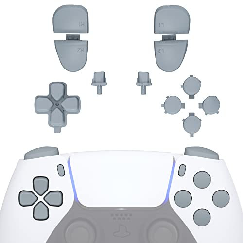 eXtremeRate Knöpfe für ps5 Controller,Ersatz Tasten für ps5,Aktionstasten Thumbsticks Steuerkreuz R1 L1 R2 L2 Triggers Share-Taste Options-Taste-Quarzgrau