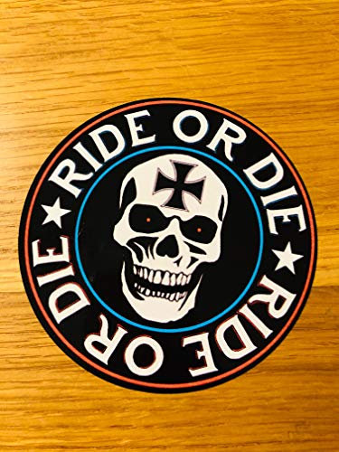 Ride OR DIE Iron Skull Cross Aufkleber Sticker Kreuz Totenkopf Bike Hotrod Mi464