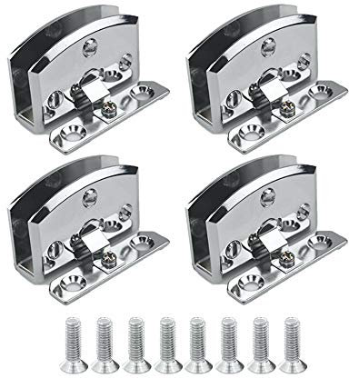 Sweieoni Bisagra de Puerta Vidrio 4 Piezas Abrazadera de Vidrio Kit de Bisagras de Cristal Bisagra para Puerta de Armario Bisagra de Clip de Puerta de Vidrio con tornillos Adecuado para 5-6mm Vaso