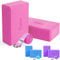 Kufixy Yoga Blocks Set of 2 with Strap EVA Foam Soft and Sturdy Non Slip Lightweight Yoga Brick for Balance Stretching Pilates Meditation and Deep Flexible Poses - 23 x 15 x 7.8 cm