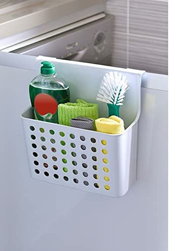 meberg PF1259001 - Cesta colgante para armarios de cocina o baño (plástico, 24 cm), color blanco