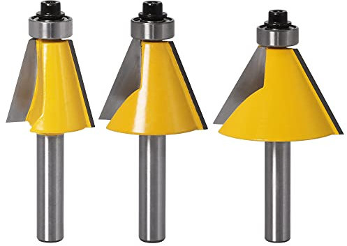 Bestgle 3 Stück Fräser für Fasen- und Abkantung, 8 mm, Shank, 15 Grad, 22,5 Grad, 30 Grad, Chamferandbevel, Fräser für Fasenbohrer aus Hartmetall