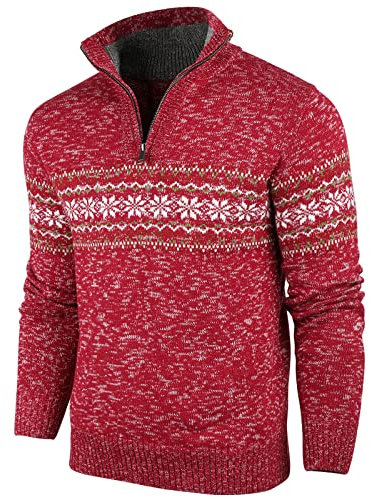Superora Maglione da Uomo Cardigan Invernali Natalizio con Zip Mezza a Maniche Lunghe Invernale Stile Classico