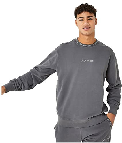 Jack Wills Men Jacquard Crew Sweatshirt Slate Medium