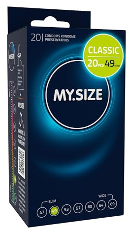 MY.SIZE Classic Kondome | weiche | 0,07 mm dünne Wand | 20 Stück | extra dünn | 49 mm breit