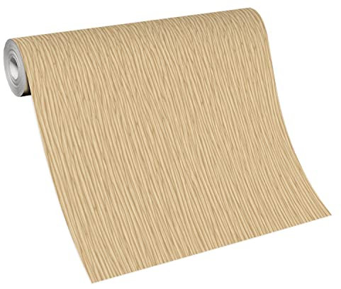 Linien Tapete in Gold Gelb | Dezente Tapete mit Streifen für Wohnzimmer und Esszimmer | Gestreifte Vliestapete mit Vinyl