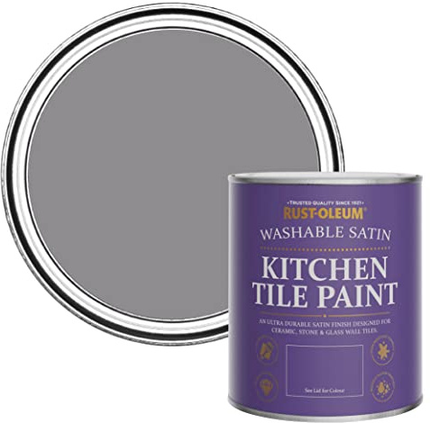 Rust-Oleum Purple water resistant Kitchen Tile Paint in Satin Finish - Iris 750ml