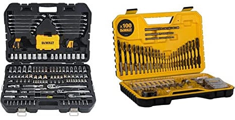 DEWALT Mechanics Tools Kit and Socket Set, 168-Piece (DWMT73803) & COMBINATION DRILL BIT SET 100 PIECE SET DT71563-QZ, Black