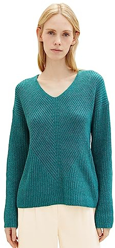 TOM TAILOR Damen Basic Pullover mit V-Ausschnitt