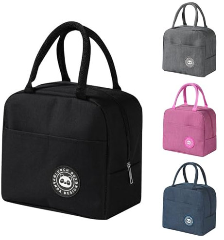 Ruucy Sac Isotherme Repas, Petit Sac Lunch Box Étanches, Sac Glaciere Imperméable en Feuille d'Aluminium, 5L Sac Lunch Isotherme pour Femmes, Hommes, Enfants, École e Bureau (Noir)