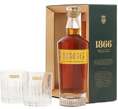 1866 Brandy D.O. Jerez | Pack 2 Vasos Cristal Tallado | 700 ml