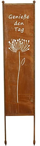 finehomegarden Stele Metall Edelrost Sichtschutz Blume Spruch Windschutz Deko B35cm H162cm