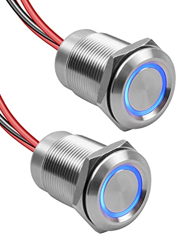 12V Light Dimmer, 6A DC 12V PWM Dimmer Switch for RV Car Boat Dimmable Strip Rope Light, 3/4 Inch Drill Hole Stainless Press LED Light Dimmer Switch, 2 Pcs