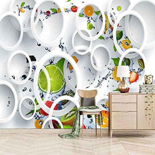 Tapete Fototapete Wandbild Weiße Runde Frucht Selbstklebende, Entfernbare Peel & Stick-Wanddekoration, Heimwerker-Wandtattoo, Wandposter, Aufkleber Für Wohnzimmer, Büro, 300 (Breite) x 210 (Höhe) cm