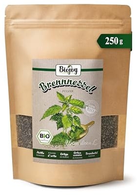 Biojoy Poudre d’ortie BIO, feuilles d’ortie moulues, 250 g | Farine d’ortie de Bulgarie, Urtica dioica L.