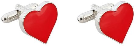 Beydodo Manschettenknöpfe Herren Edelstahl, Cufflinks Manschettenknopf Rot Herz Hemd Manschettenknöpfe Personalisiert Silber