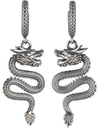 Boucles d'oreilles pendantes dragon chinois en argent sterling 925 pour femme