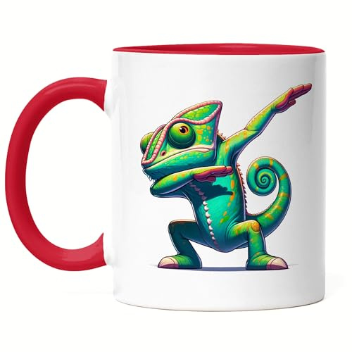 Hey!Print Leguan Dab Pose Tasse Rot Iguana Reptilienfans Geschenk