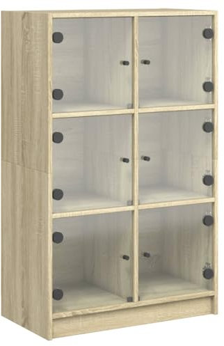 vidaXL Highboard, Beistellschrank mit Türen, Sideboard Kommode Anrichte für Wohnzimmer, Bücherregal Schrank, Sonoma-Eiche 68x37x109cm Holzwerkstoff