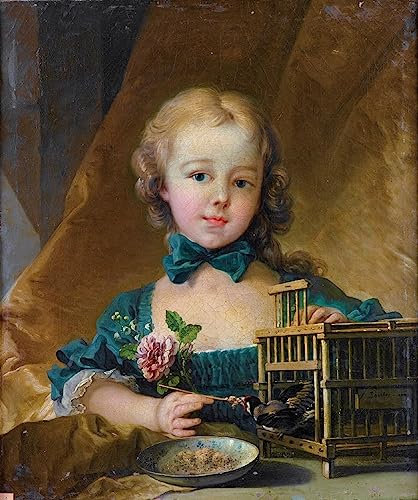 PSVDCTOO Gefeiert Wandbilder Kunst Poster Poster Wandbild Porträt von Alexander dem Normannen Detiolles, der mit einem Distelfink spielt von François Boucher für Heimdekoration60x90cm