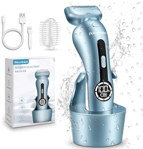 Elektrischer Rasierer für Frauen für Beine, Bikinitrimmer, elektrischer Rasierer für Frauen, Achselhaar, öffentliche Haare, wiederaufladbar, für nasse und trockene Anwendung, schmerzlos, kabellos, mit